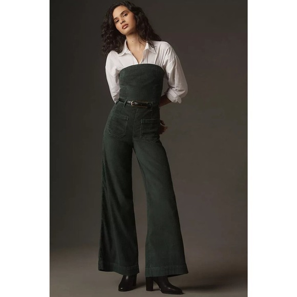 Anthropologie Pants - NWT Anthropologie Pilcro Skipper Corduroy Crop Wide-Leg Jumpsuit Sz 16